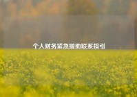 个人财务紧急援助联系指引