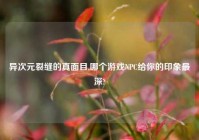 异次元裂缝的真面目,哪个游戏NPC给你的印象最深?