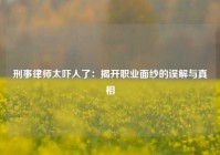 刑事律师太吓人了：揭开职业面纱的误解与真相