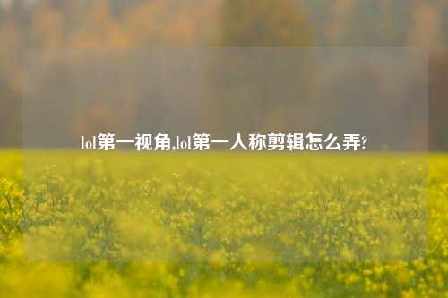 lol第一视角,lol第一人称剪辑怎么弄?