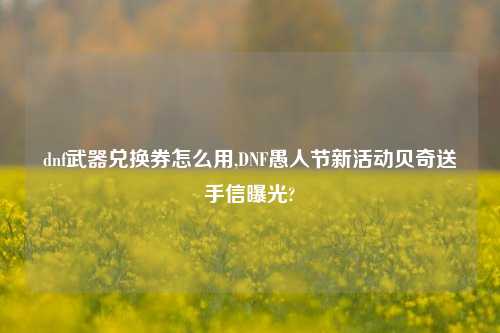 dnf武器兑换券怎么用,DNF愚人节新活动贝奇送手信曝光?