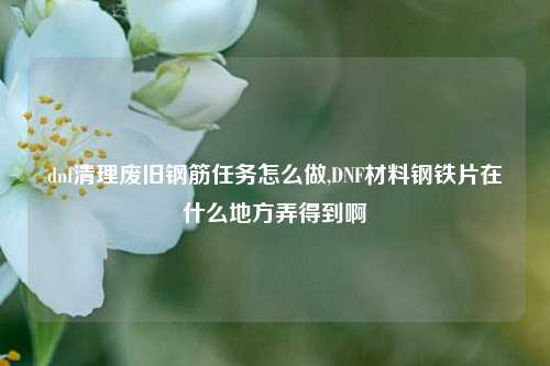 dnf清理废旧钢筋任务怎么做,DNF材料钢铁片在什么地方弄得到啊