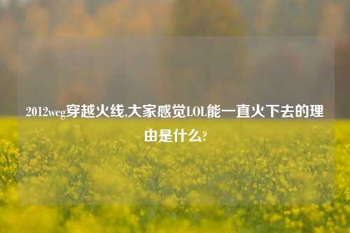 2012wcg穿越火线,大家感觉LOL能一直火下去的理由是什么?