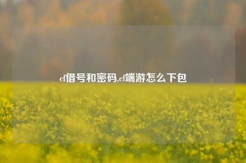 cf借号和密码,cf端游怎么下包