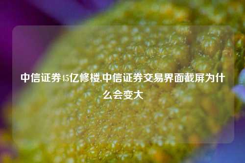中信证券45亿修楼,中信证券交易界面截屏为什么会变大