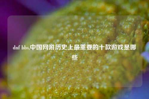 dnf bbs,中国网游历史上最重要的十款游戏是哪些