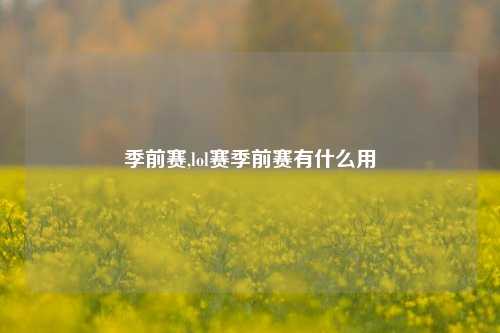 季前赛,lol赛季前赛有什么用