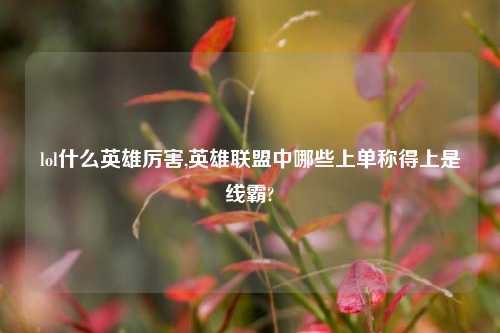lol什么英雄厉害,英雄联盟中哪些上单称得上是线霸?