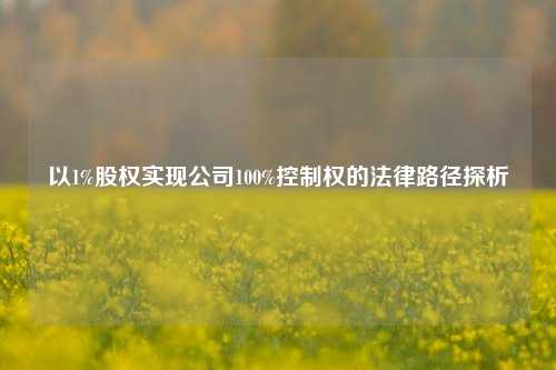 以1%股权实现公司100%控制权的法律路径探析