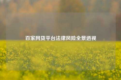 百家网贷平台法律风险全景透视