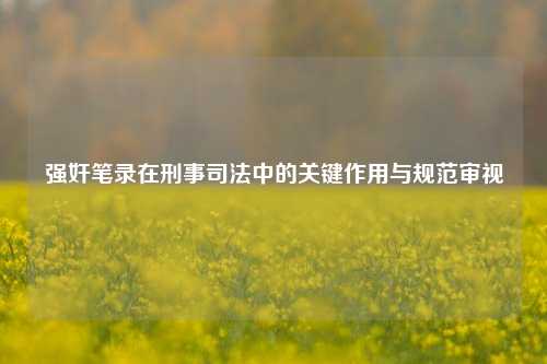 强奸笔录在刑事司法中的关键作用与规范审视