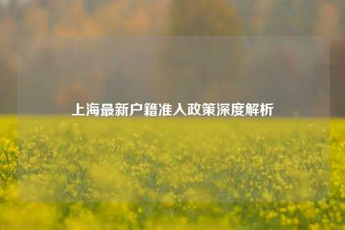 上海最新户籍准入政策深度解析