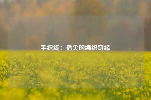 手织线：指尖的编织奇缘