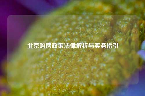 北京购房政策法律解析与实务指引