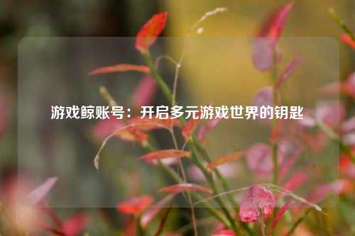 游戏鲸账号：开启多元游戏世界的钥匙
