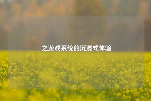  之游戏系统的沉浸式体验