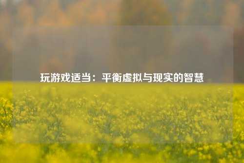 玩游戏适当:平衡虚拟与现实的智慧