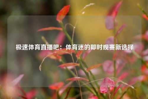  极速体育直播吧：体育迷的即时观赛新选择